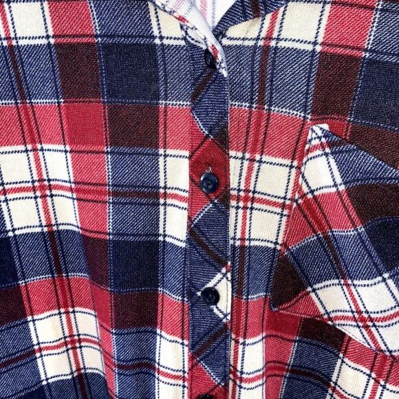 RUE21 Women's Long Sleeve Boyfriend‎ Style Red/Blue/White Plaid Shirt Sz XL - Picture 3 of 6